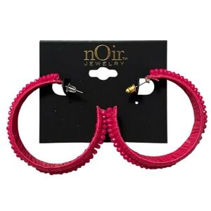 nOir Jewelry Vibrant Pink Textured Hoop Earrings